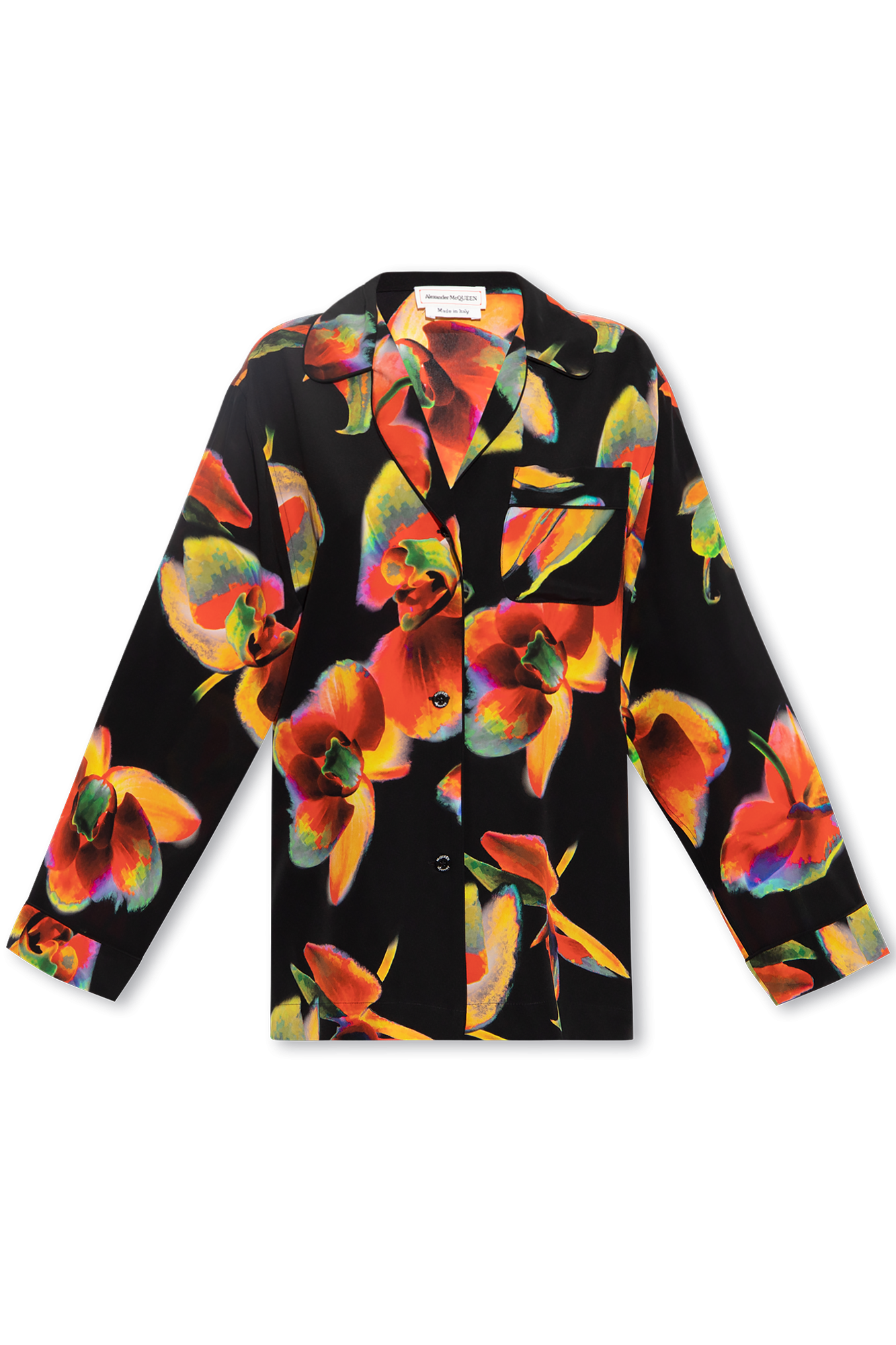 Alexander McQueen Floral Printed factory Long Sleeve Silk Shirt